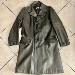 Schott leather overcoat single breasted jacket.